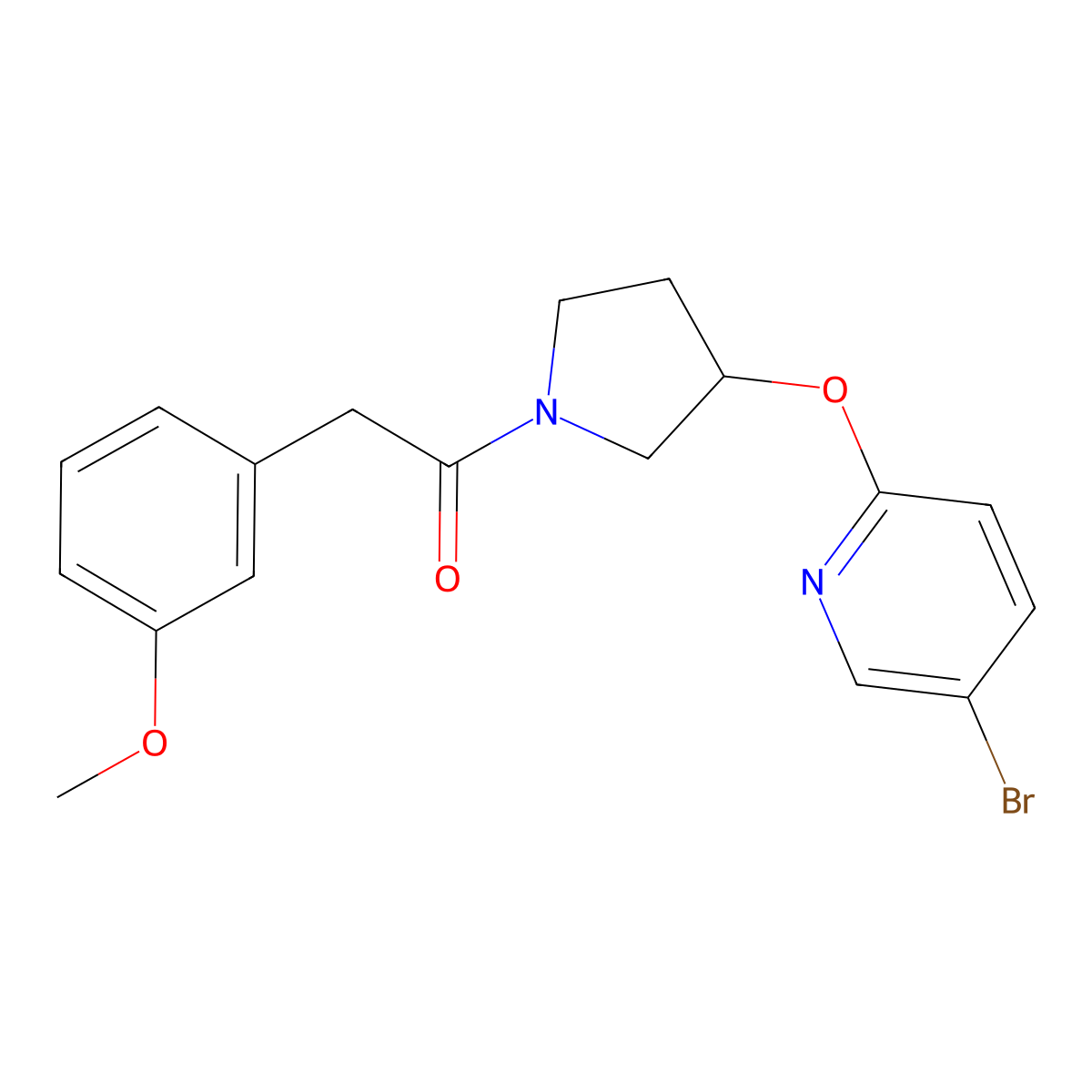1-(3-((5-Bromopyridin-2-yl)oxy)pyrrolidin-1-yl)-2-(3-methoxyphenyl)ethanone molecular structure, CAS 1904254-70-1
