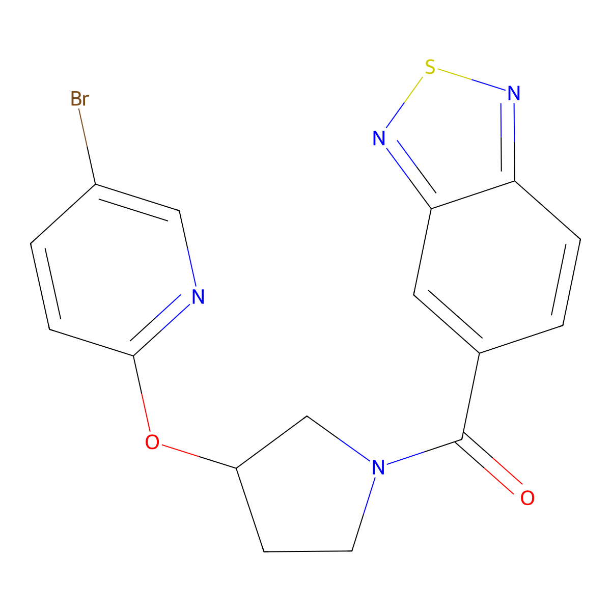 Benzo[c][1,2,5]thiadiazol-5-yl(3-((5-bromopyridin-2-yl)oxy)pyrrolidin-1-yl)methanone molecular structure, CAS 1904254-79-0