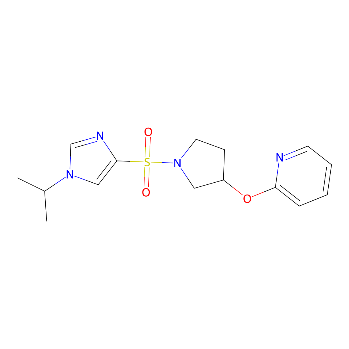 2-((1-((1-isopropyl-1H-imidazol-4-yl)sulfonyl)pyrrolidin-3-yl)oxy)pyridine molecular structure, CAS 1904259-19-3