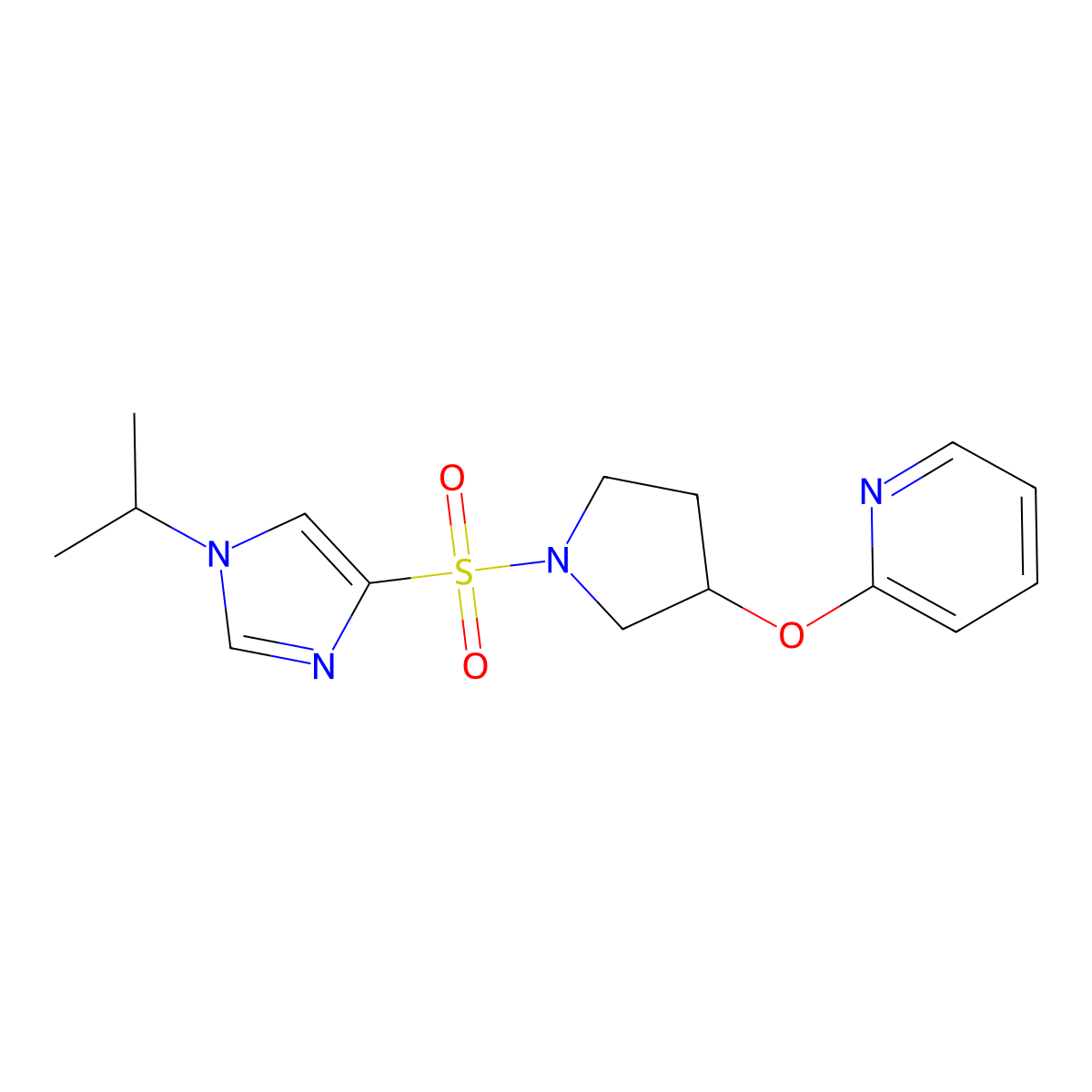 2-((1-((1-isopropyl-1H-imidazol-4-yl)sulfonyl)pyrrolidin-3-yl)oxy)pyridine molecular structure, CAS 1904259-19-3