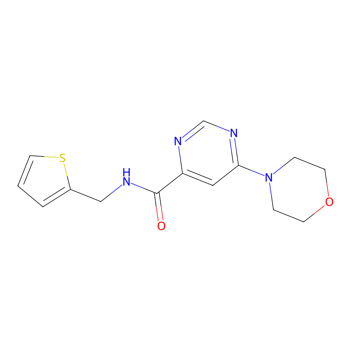 6-morpholino-N-(thiophen-2-ylmethyl)pyrimidine-4-carboxamide molecular structure, CAS 1904259-43-3