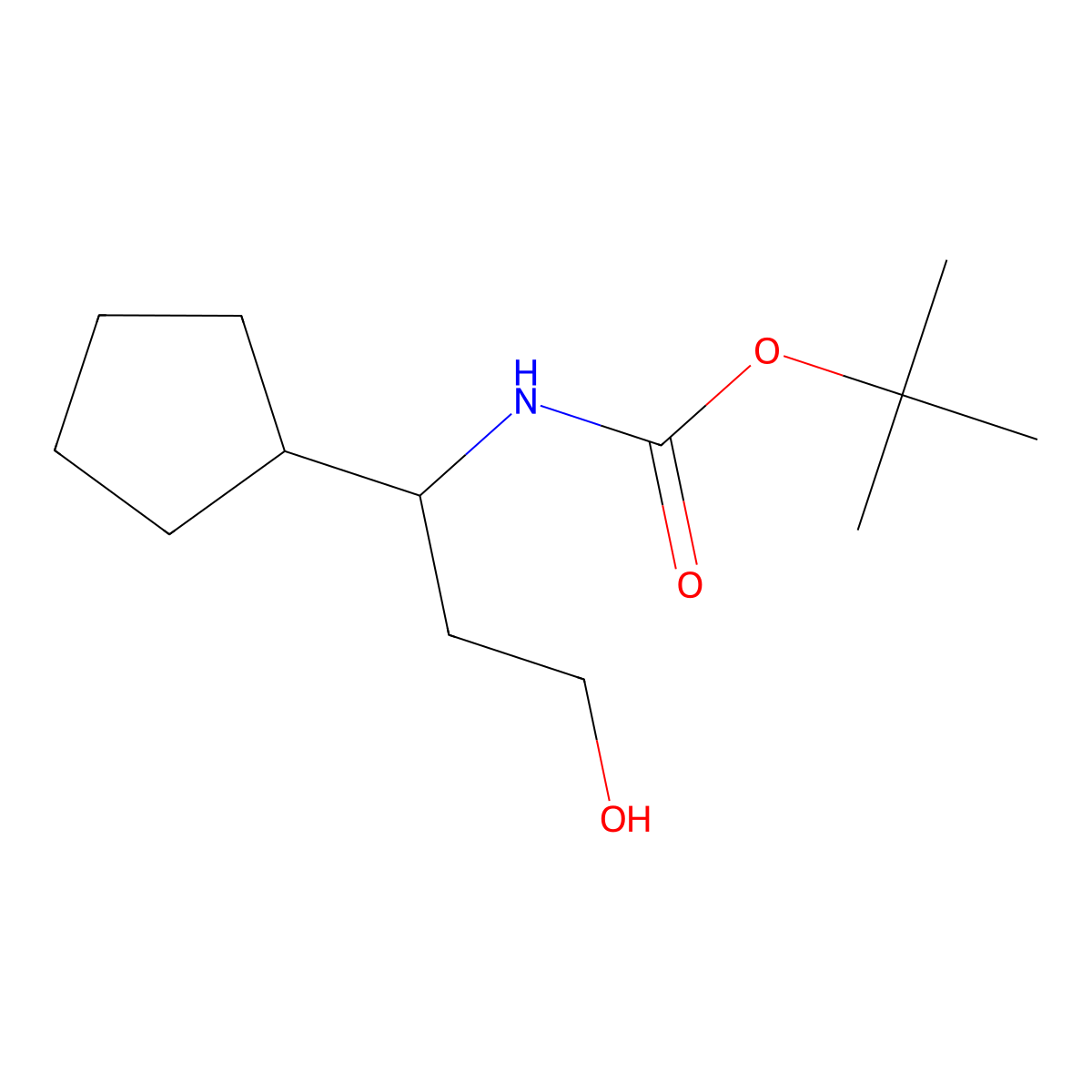 tert-butyl N-(1-cyclopentyl-3-hydroxypropyl)carbamate molecular structure, CAS 1904265-06-0