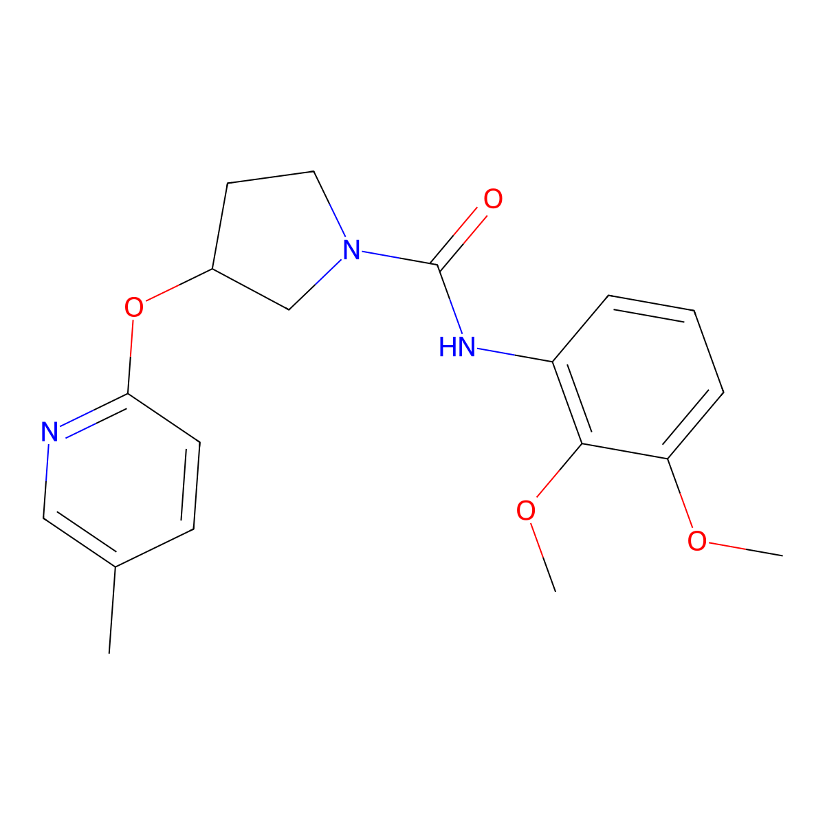 N-(2,3-dimethoxyphenyl)-3-[(5-methylpyridin-2-yl)oxy]pyrrolidine-1-carboxamide molecular structure, CAS 1904268-70-7