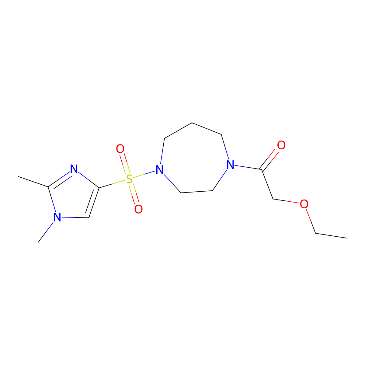 1-(4-((1,2-dimethyl-1H-imidazol-4-yl)sulfonyl)-1,4-diazepan-1-yl)-2-ethoxyethanone molecular structure, CAS 1904274-93-6