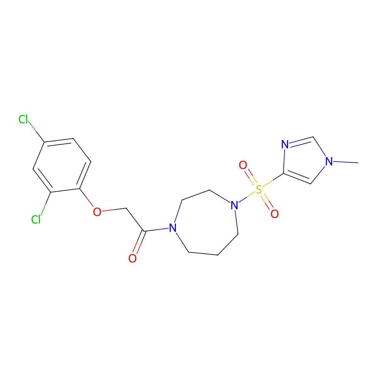 2-(2,4-dichlorophenoxy)-1-(4-((1-methyl-1H-imidazol-4-yl)sulfonyl)-1,4-diazepan-1-yl)ethanone molecular structure, CAS 1904276-27-2