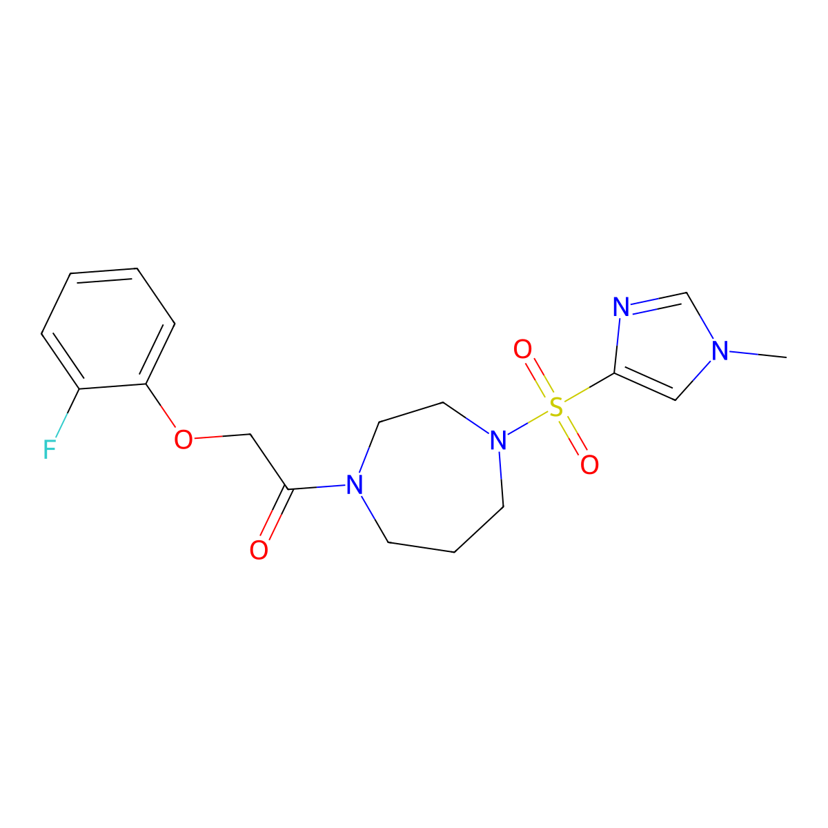 2-(2-fluorophenoxy)-1-(4-((1-methyl-1H-imidazol-4-yl)sulfonyl)-1,4-diazepan-1-yl)ethanone molecular structure, CAS 1904276-36-3