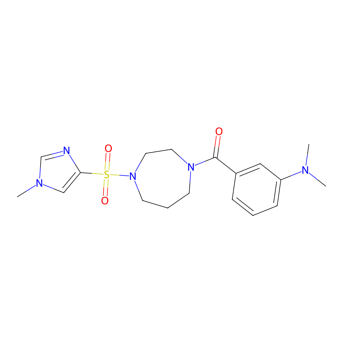 (3-(dimethylamino)phenyl)(4-((1-methyl-1H-imidazol-4-yl)sulfonyl)-1,4-diazepan-1-yl)methanone molecular structure, CAS 1904276-55-6