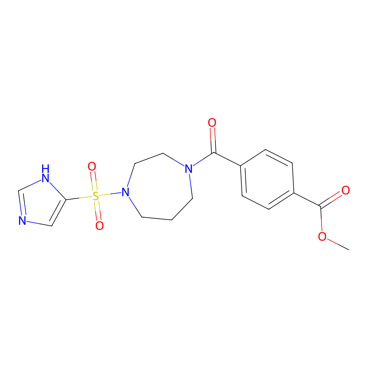 methyl 4-(4-((1H-imidazol-4-yl)sulfonyl)-1,4-diazepane-1-carbonyl)benzoate molecular structure, CAS 1904281-39-5