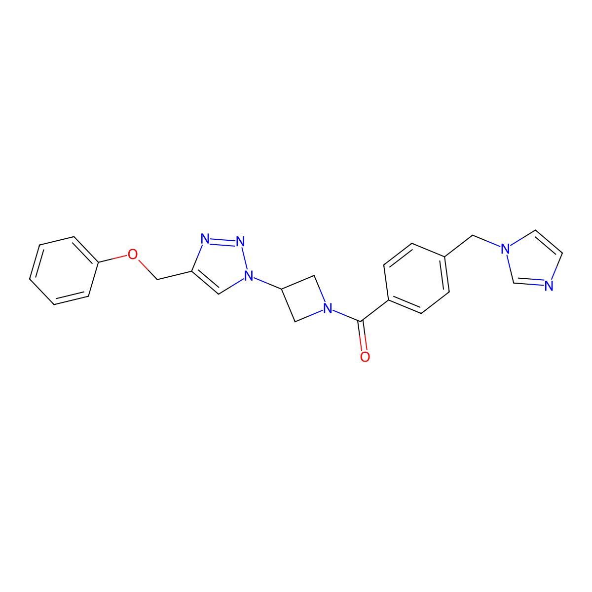 (4-((1H-imidazol-1-yl)methyl)phenyl)(3-(4-(phenoxymethyl)-1H-1,2,3-triazol-1-yl)azetidin-1-yl)methanone molecular structure, CAS 1904293-90-8