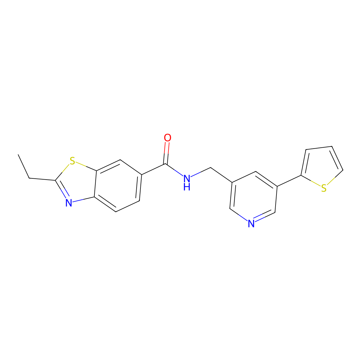 2-ethyl-N-((5-(thiophen-2-yl)pyridin-3-yl)methyl)benzo[d]thiazole-6-carboxamide molecular structure, CAS 1904294-31-0