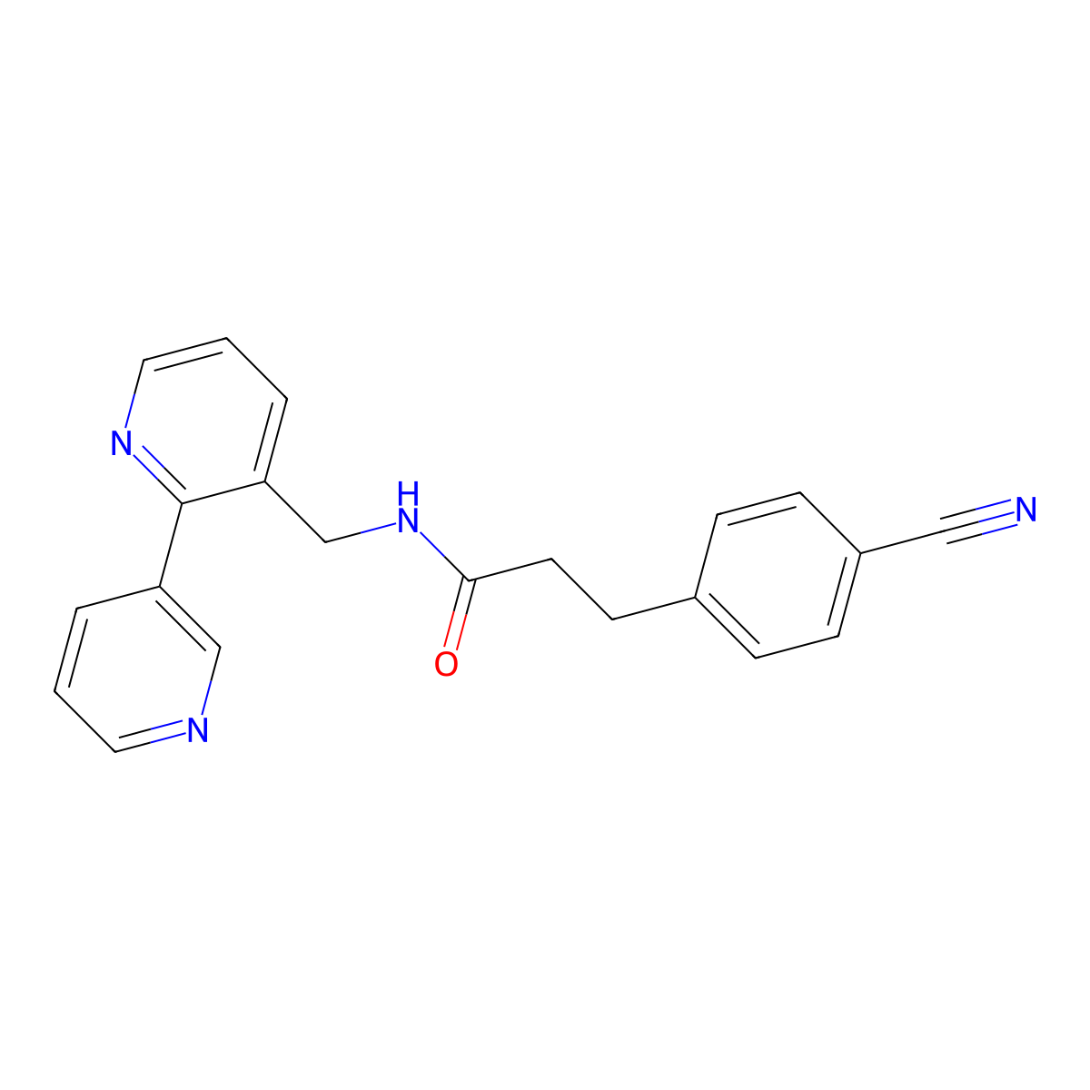 N-({[2,3'-bipyridine]-3-yl}methyl)-3-(4-cyanophenyl)propanamide molecular structure, CAS 1904294-44-5