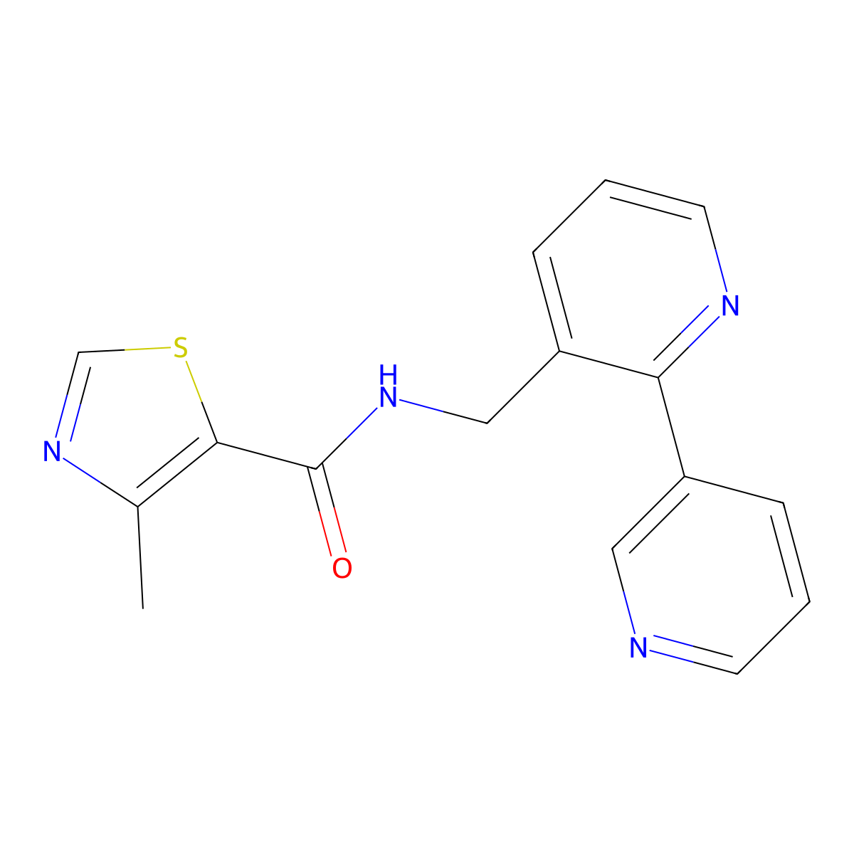 N-({[2,3'-bipyridine]-3-yl}methyl)-4-methyl-1,3-thiazole-5-carboxamide molecular structure, CAS 1904294-96-7