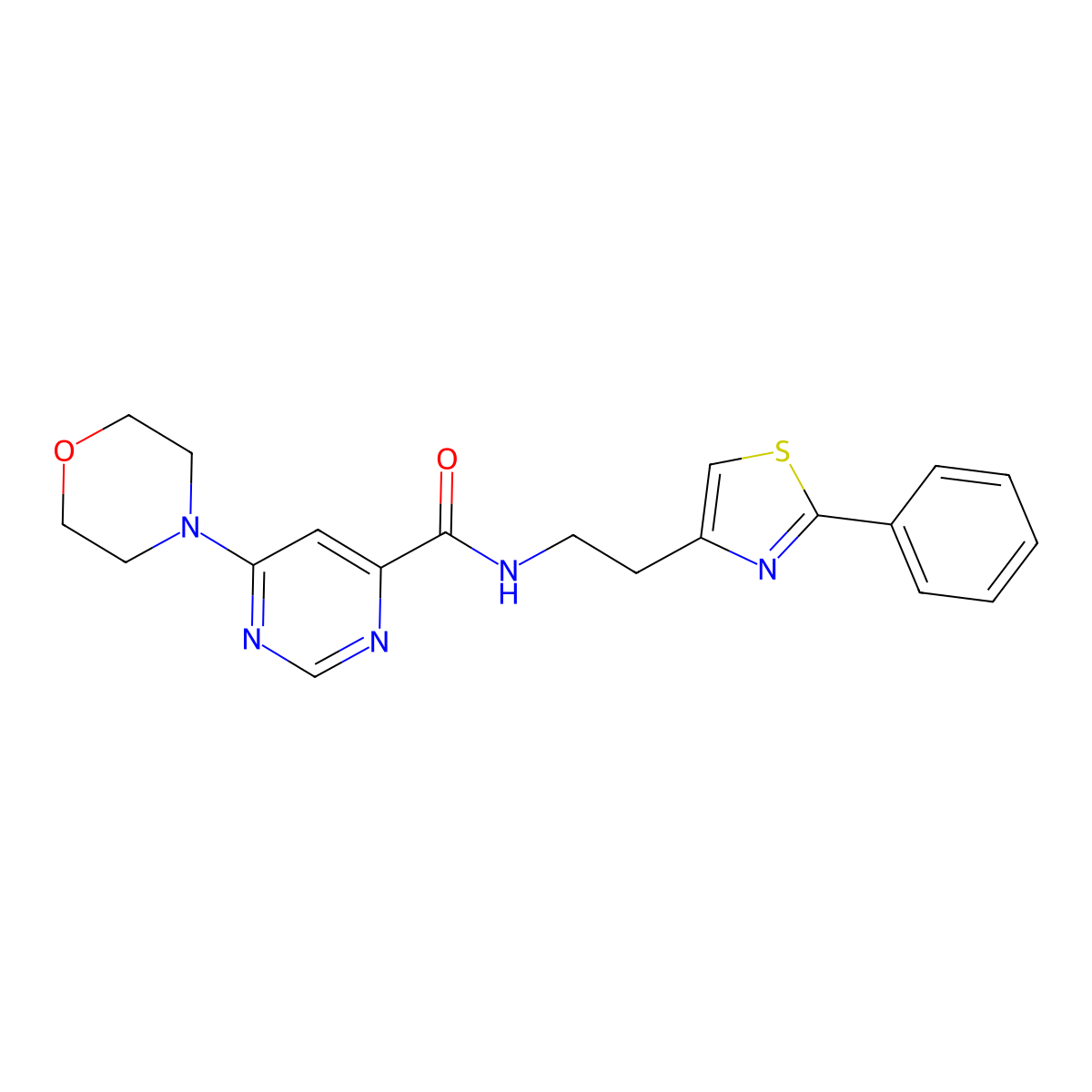 6-morpholino-N-(2-(2-phenylthiazol-4-yl)ethyl)pyrimidine-4-carboxamide molecular structure, CAS 1904295-90-4