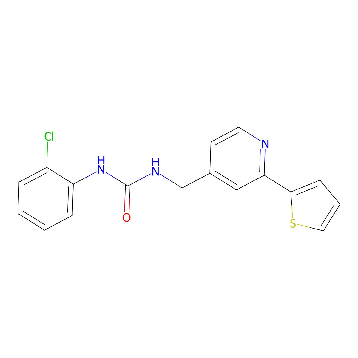1-(2-Chlorophenyl)-3-{[2-(thiophen-2-yl)pyridin-4-yl]methyl}urea molecular structure, CAS 1904296-39-4