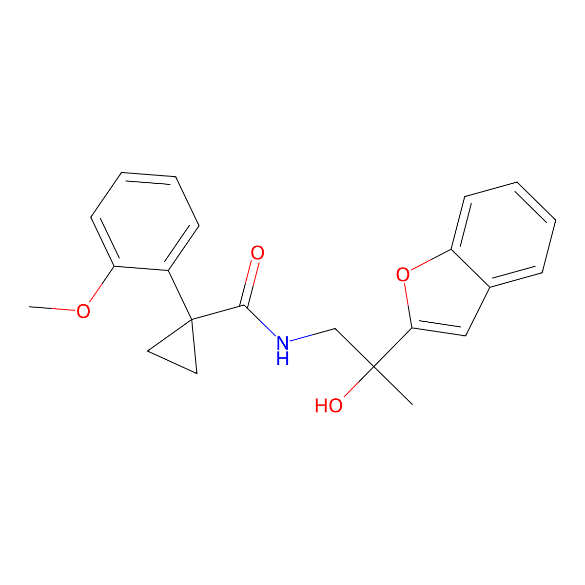 N-[2-(1-benzofuran-2-yl)-2-hydroxypropyl]-1-(2-methoxyphenyl)cyclopropane-1-carboxamide molecular structure, CAS 1904297-37-5