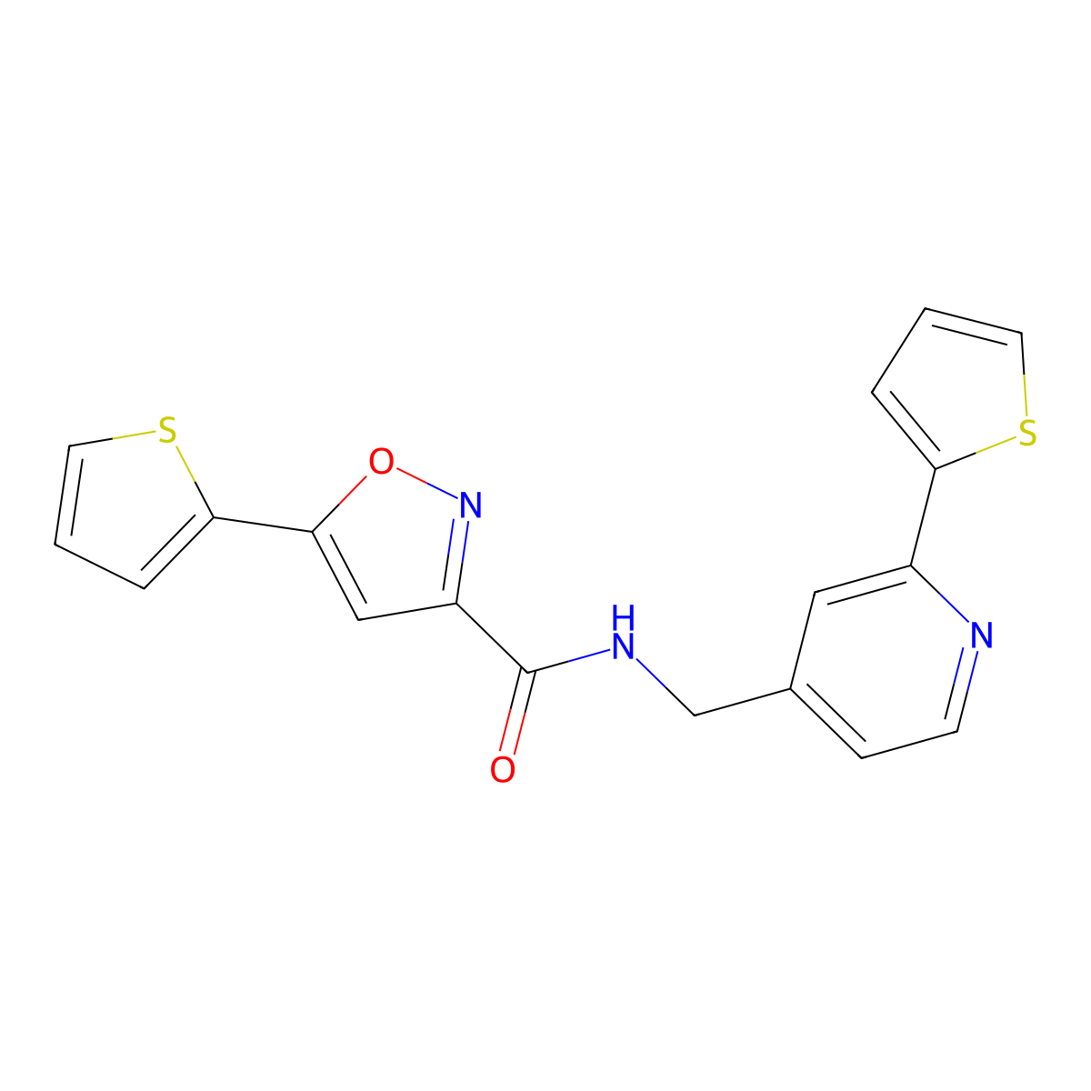 5-(thiophen-2-yl)-N-((2-(thiophen-2-yl)pyridin-4-yl)methyl)isoxazole-3-carboxamide molecular structure, CAS 1904297-44-4