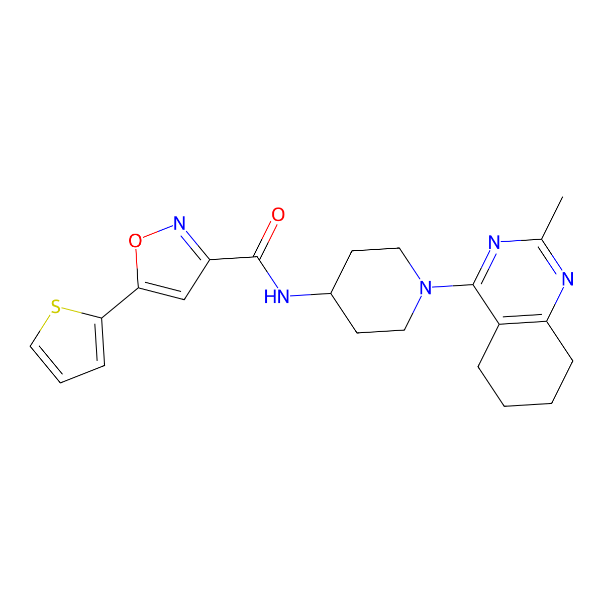 N-(1-(2-methyl-5,6,7,8-tetrahydroquinazolin-4-yl)piperidin-4-yl)-5-(thiophen-2-yl)isoxazole-3-carboxamide molecular structure, CAS 1904298-91-4
