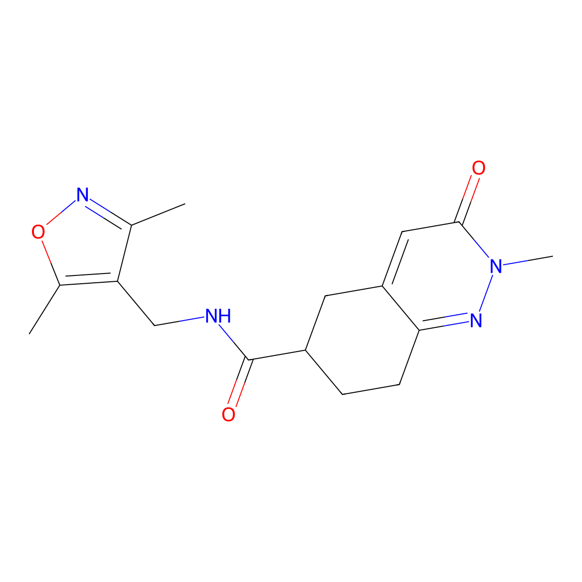 N-((3,5-dimethylisoxazol-4-yl)methyl)-2-methyl-3-oxo-2,3,5,6,7,8-hexahydrocinnoline-6-carboxamide molecular structure, CAS 1904300-76-0