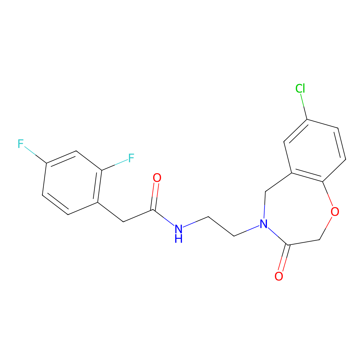 N-(2-(7-chloro-3-oxo-2,3-dihydrobenzo[f][1,4]oxazepin-4(5H)-yl)ethyl)-2-(2,4-difluorophenyl)acetamide molecular structure, CAS 1904303-37-2