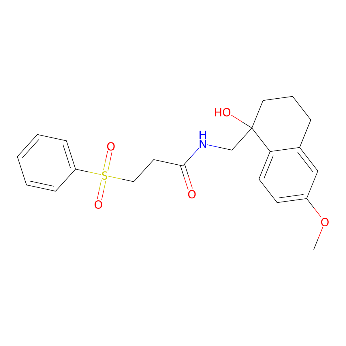 N-((1-hydroxy-6-methoxy-1,2,3,4-tetrahydronaphthalen-1-yl)methyl)-3-(phenylsulfonyl)propanamide molecular structure, CAS 1904303-53-2