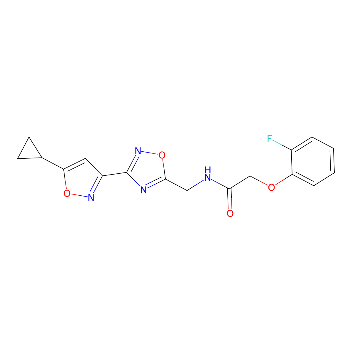 N-((3-(5-cyclopropylisoxazol-3-yl)-1,2,4-oxadiazol-5-yl)methyl)-2-(2-fluorophenoxy)acetamide molecular structure, CAS 1904303-57-6