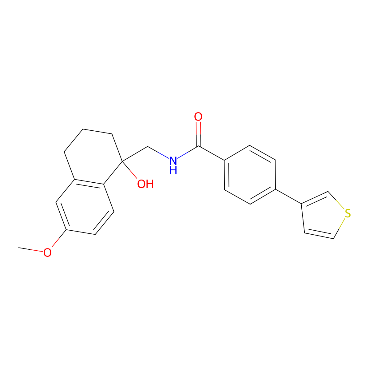 N-[(1-hydroxy-6-methoxy-1,2,3,4-tetrahydronaphthalen-1-yl)methyl]-4-(thiophen-3-yl)benzamide molecular structure, CAS 1904303-61-2