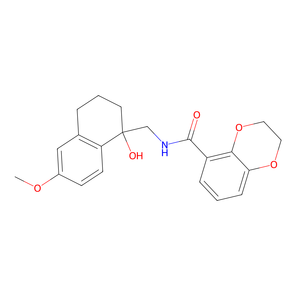 N-[(1-hydroxy-6-methoxy-1,2,3,4-tetrahydronaphthalen-1-yl)methyl]-2,3-dihydro-1,4-benzodioxine-5-carboxamide molecular structure, CAS 1904303-66-7