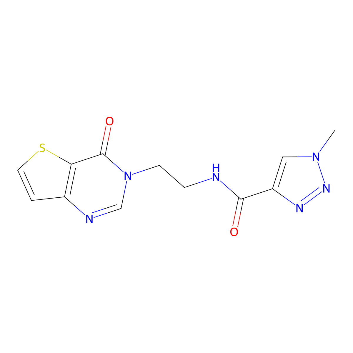 1-methyl-N-(2-(4-oxothieno[3,2-d]pyrimidin-3(4H)-yl)ethyl)-1H-1,2,3-triazole-4-carboxamide molecular structure, CAS 1904303-78-1