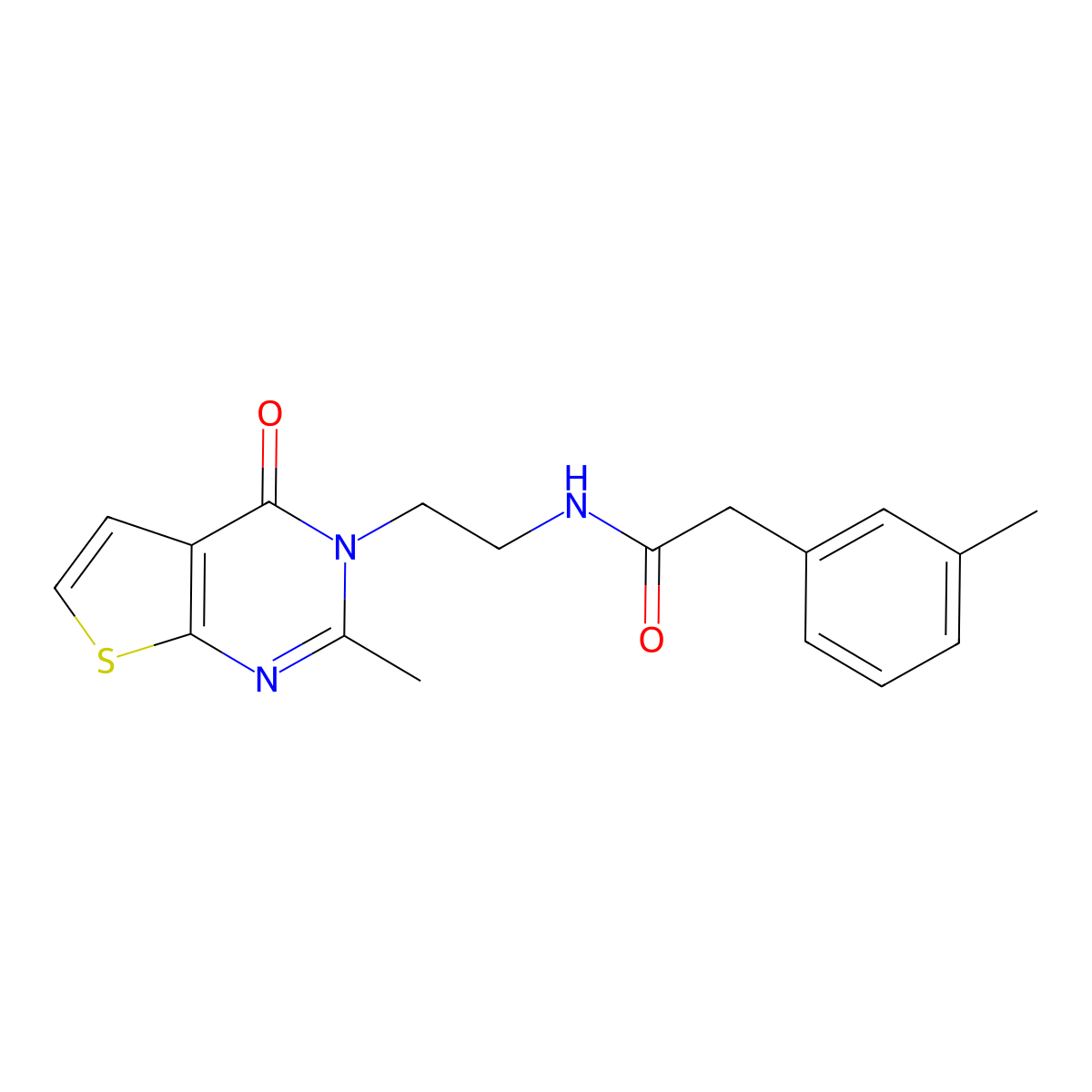 N-(2-(2-methyl-4-oxothieno[2,3-d]pyrimidin-3(4H)-yl)ethyl)-2-(m-tolyl)acetamide molecular structure, CAS 1904304-48-8