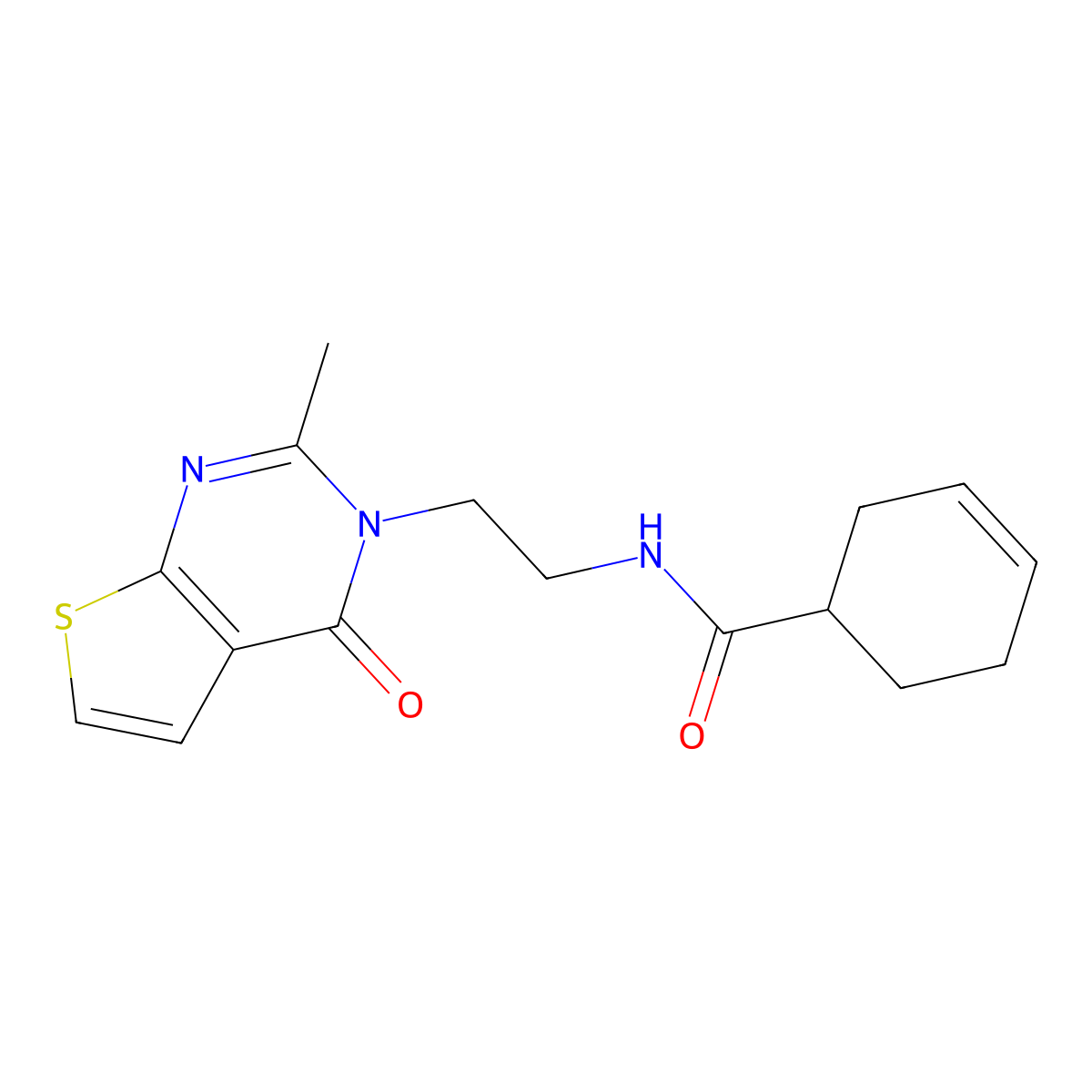 N-(2-(2-methyl-4-oxothieno[2,3-d]pyrimidin-3(4H)-yl)ethyl)cyclohex-3-enecarboxamide molecular structure, CAS 1904304-52-4