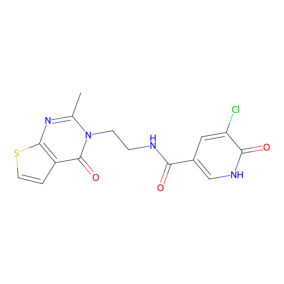 5-chloro-6-hydroxy-N-(2-(2-methyl-4-oxothieno[2,3-d]pyrimidin-3(4H)-yl)ethyl)nicotinamide molecular structure, CAS 1904304-55-7