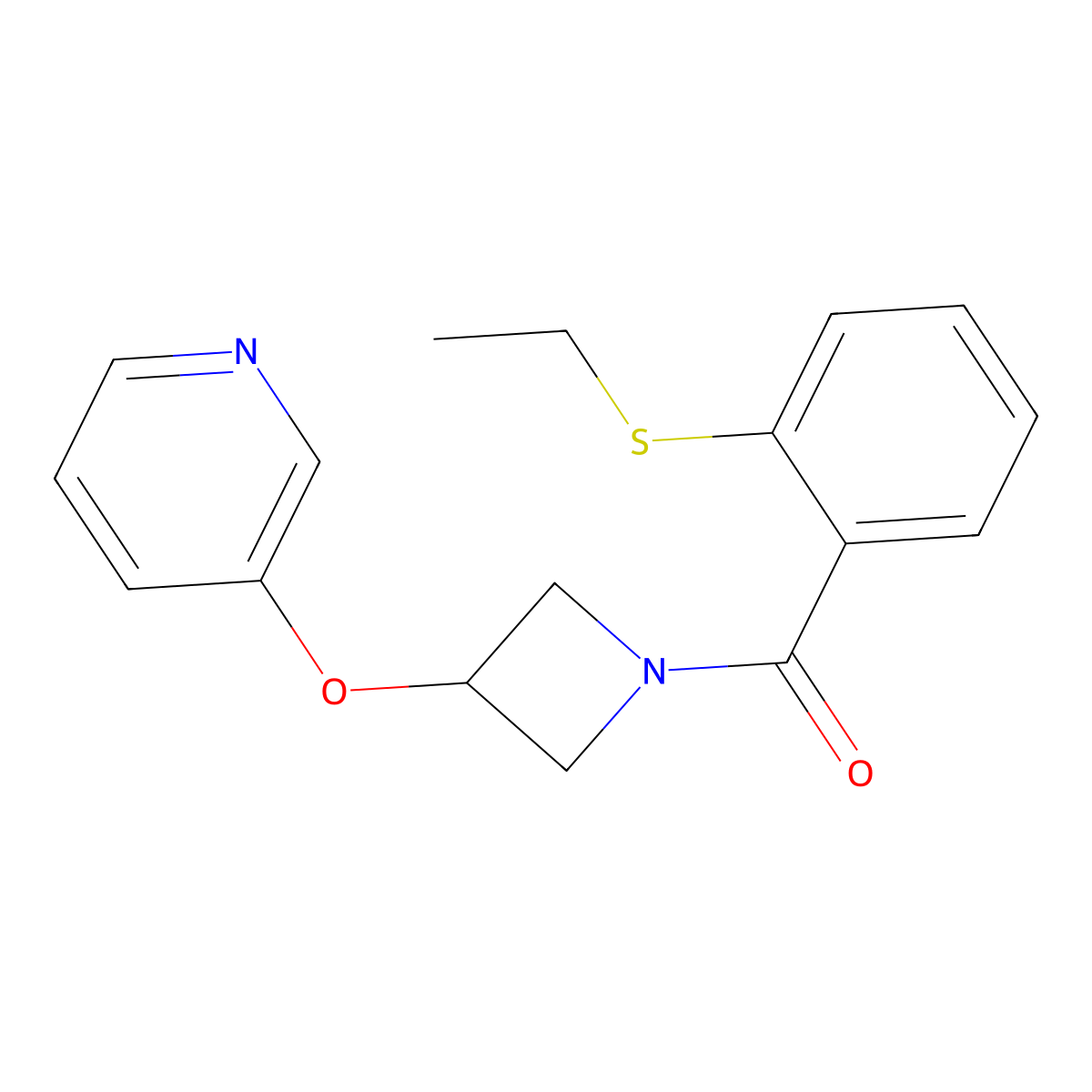 (2-(Ethylthio)phenyl)(3-(pyridin-3-yloxy)azetidin-1-yl)methanone molecular structure, CAS 1904304-97-7