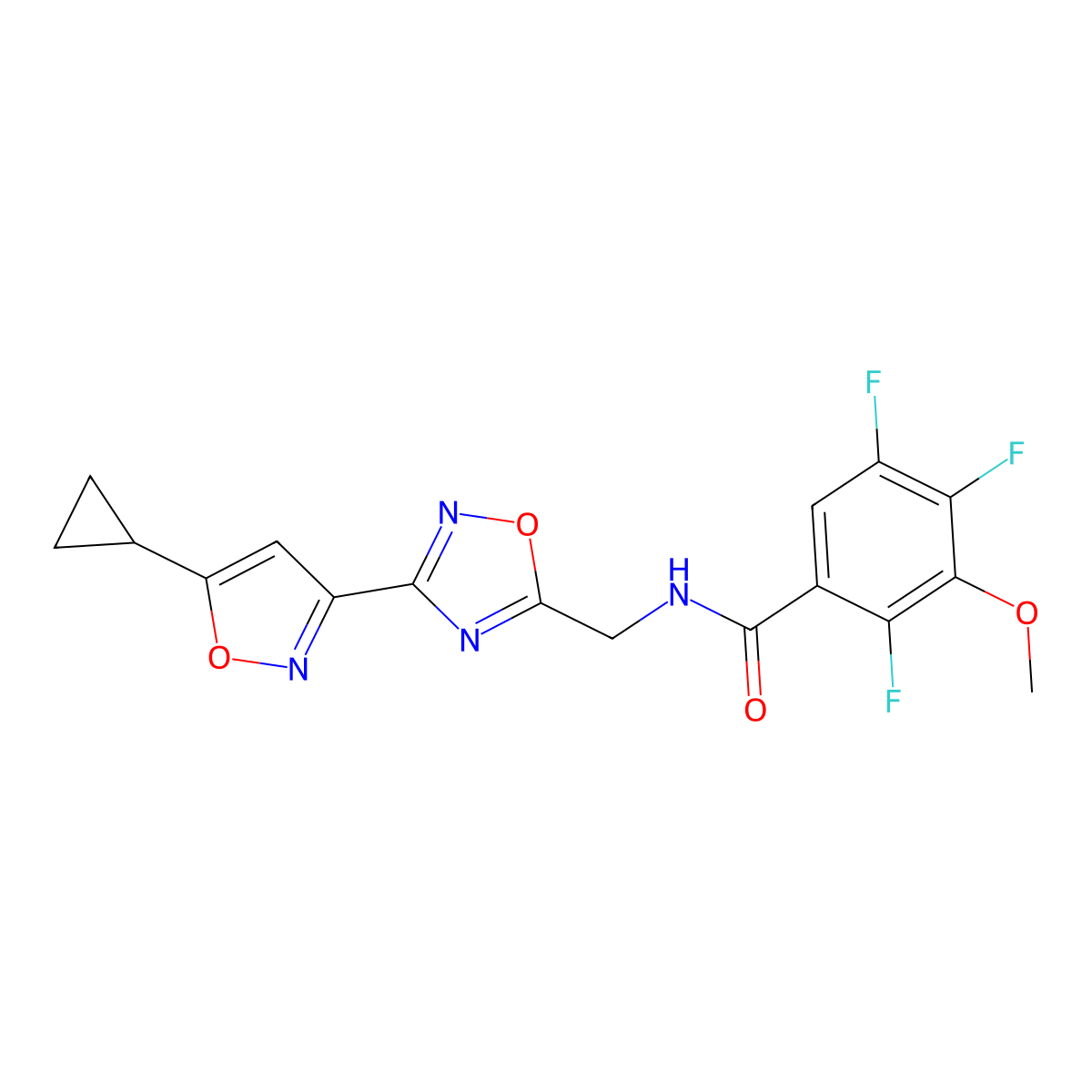 N-((3-(5-cyclopropylisoxazol-3-yl)-1,2,4-oxadiazol-5-yl)methyl)-2,4,5-trifluoro-3-methoxybenzamide molecular structure, CAS 1904305-04-9