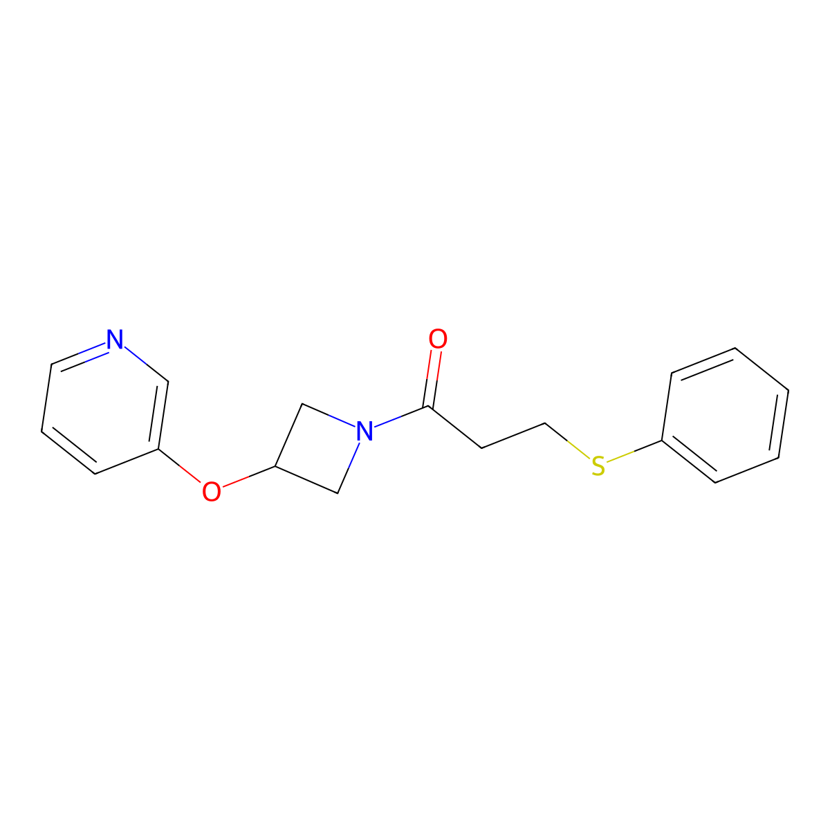 3-(Phenylthio)-1-(3-(pyridin-3-yloxy)azetidin-1-yl)propan-1-one molecular structure, CAS 1904305-10-7