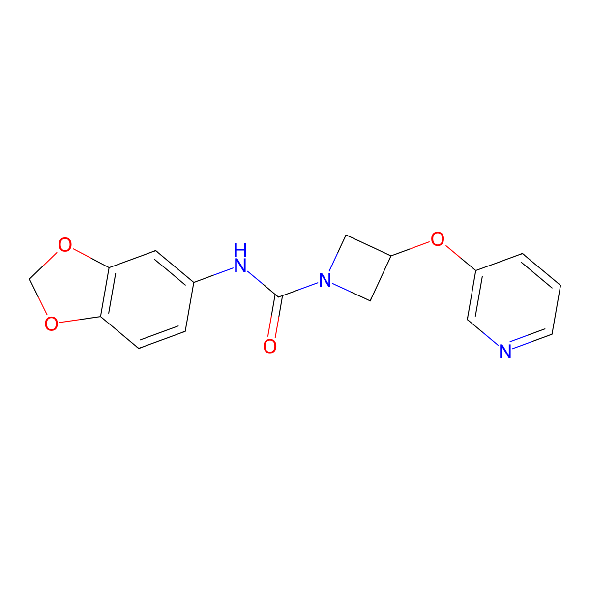 N-(benzo[d][1,3]dioxol-5-yl)-3-(pyridin-3-yloxy)azetidine-1-carboxamide molecular structure, CAS 1904305-42-5