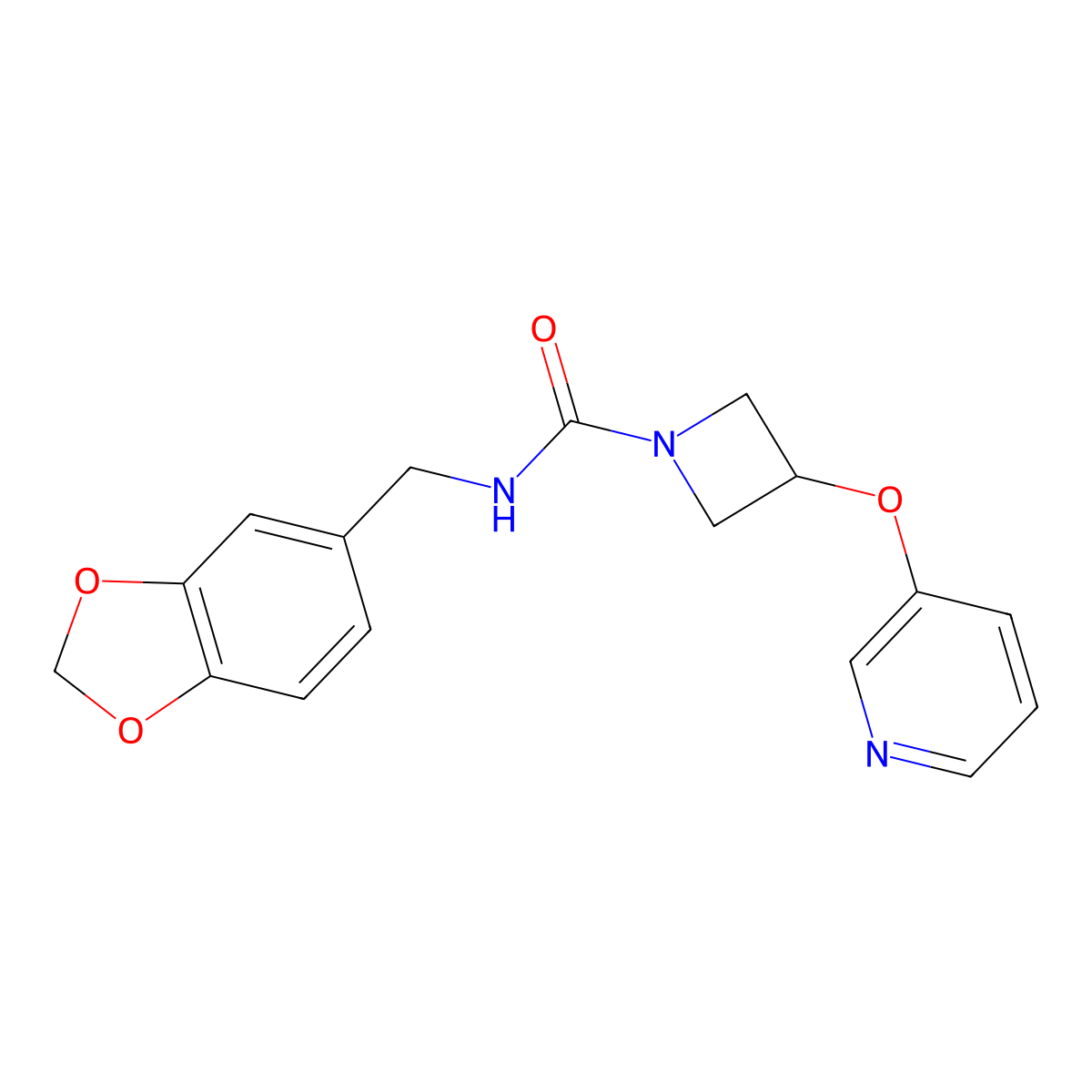 N-(benzo[d][1,3]dioxol-5-ylmethyl)-3-(pyridin-3-yloxy)azetidine-1-carboxamide molecular structure, CAS 1904305-52-7