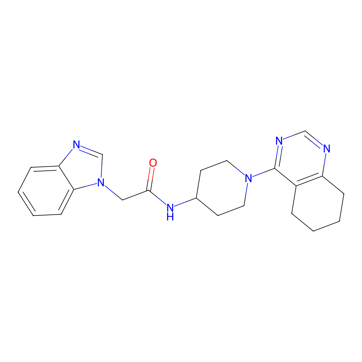 2-(1H-benzo[d]imidazol-1-yl)-N-(1-(5,6,7,8-tetrahydroquinazolin-4-yl)piperidin-4-yl)acetamide molecular structure, CAS 1904306-35-9