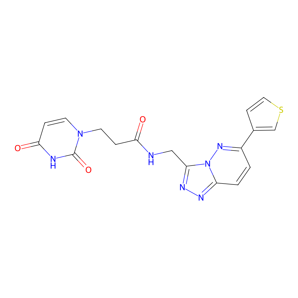 3-(2,4-dioxo-3,4-dihydropyrimidin-1(2H)-yl)-N-((6-(thiophen-3-yl)-[1,2,4]triazolo[4,3-b]pyridazin-3-yl)methyl)propanamide molecular structure, CAS 1904307-23-8