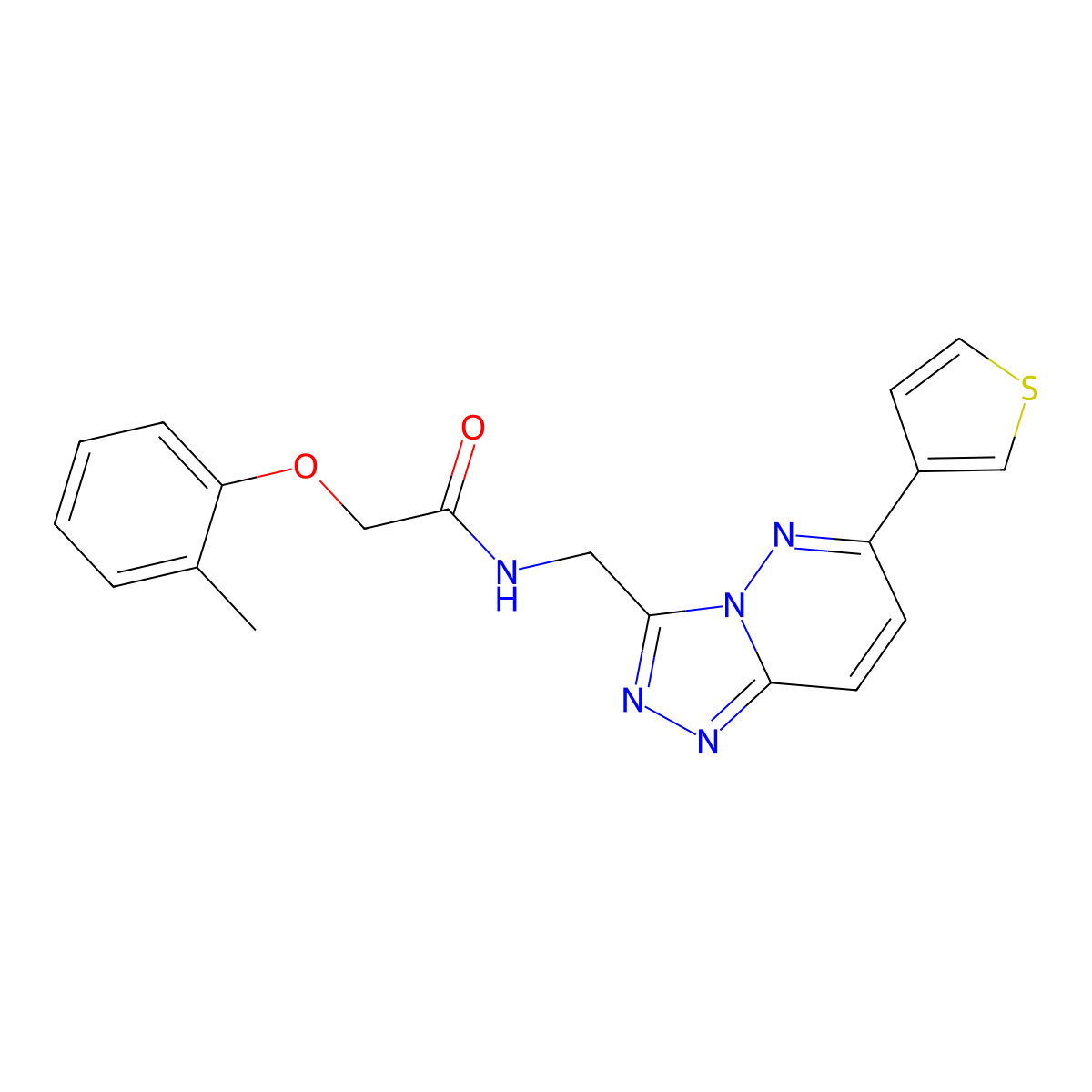 N-((6-(thiophen-3-yl)-[1,2,4]triazolo[4,3-b]pyridazin-3-yl)methyl)-2-(o-tolyloxy)acetamide molecular structure, CAS 1904307-28-3