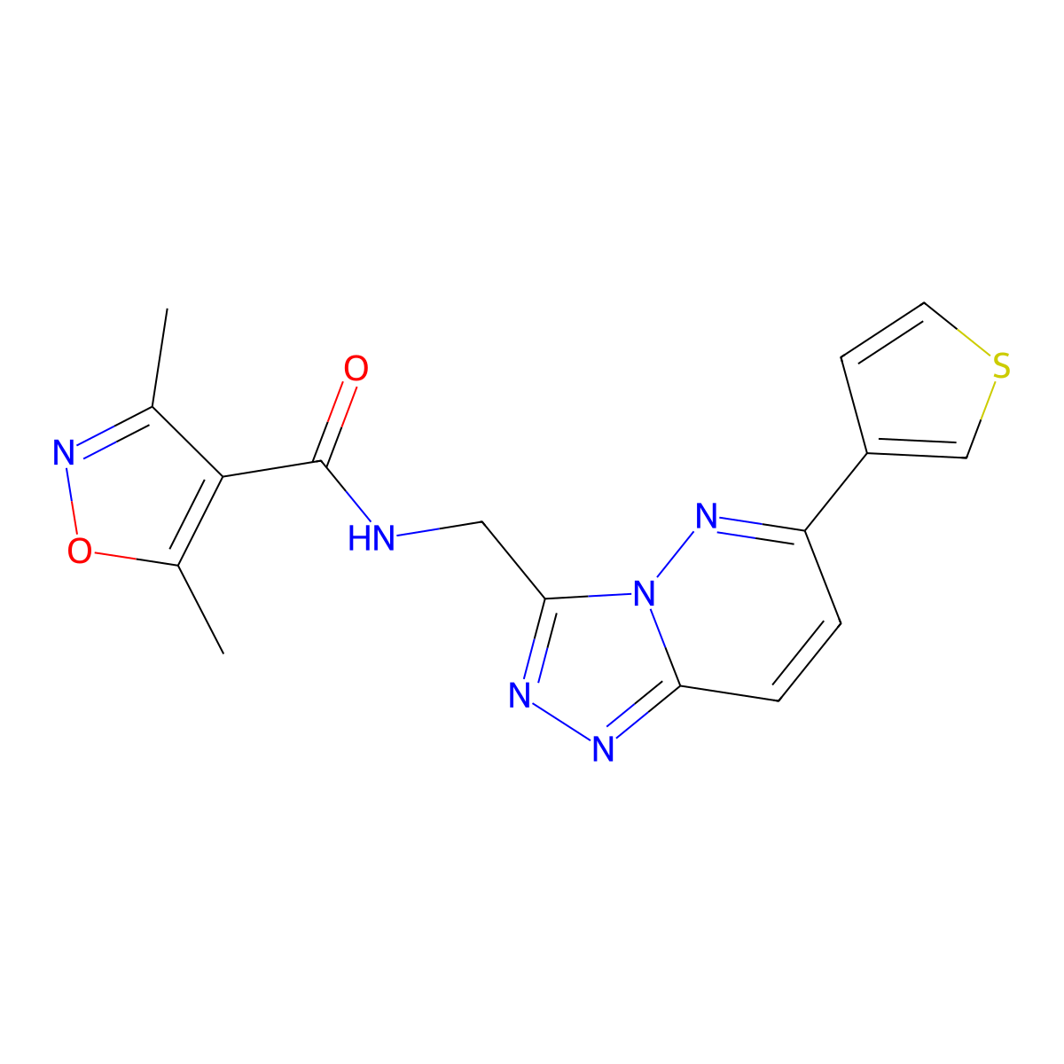 3,5-dimethyl-N-((6-(thiophen-3-yl)-[1,2,4]triazolo[4,3-b]pyridazin-3-yl)methyl)isoxazole-4-carboxamide molecular structure, CAS 1904307-61-4