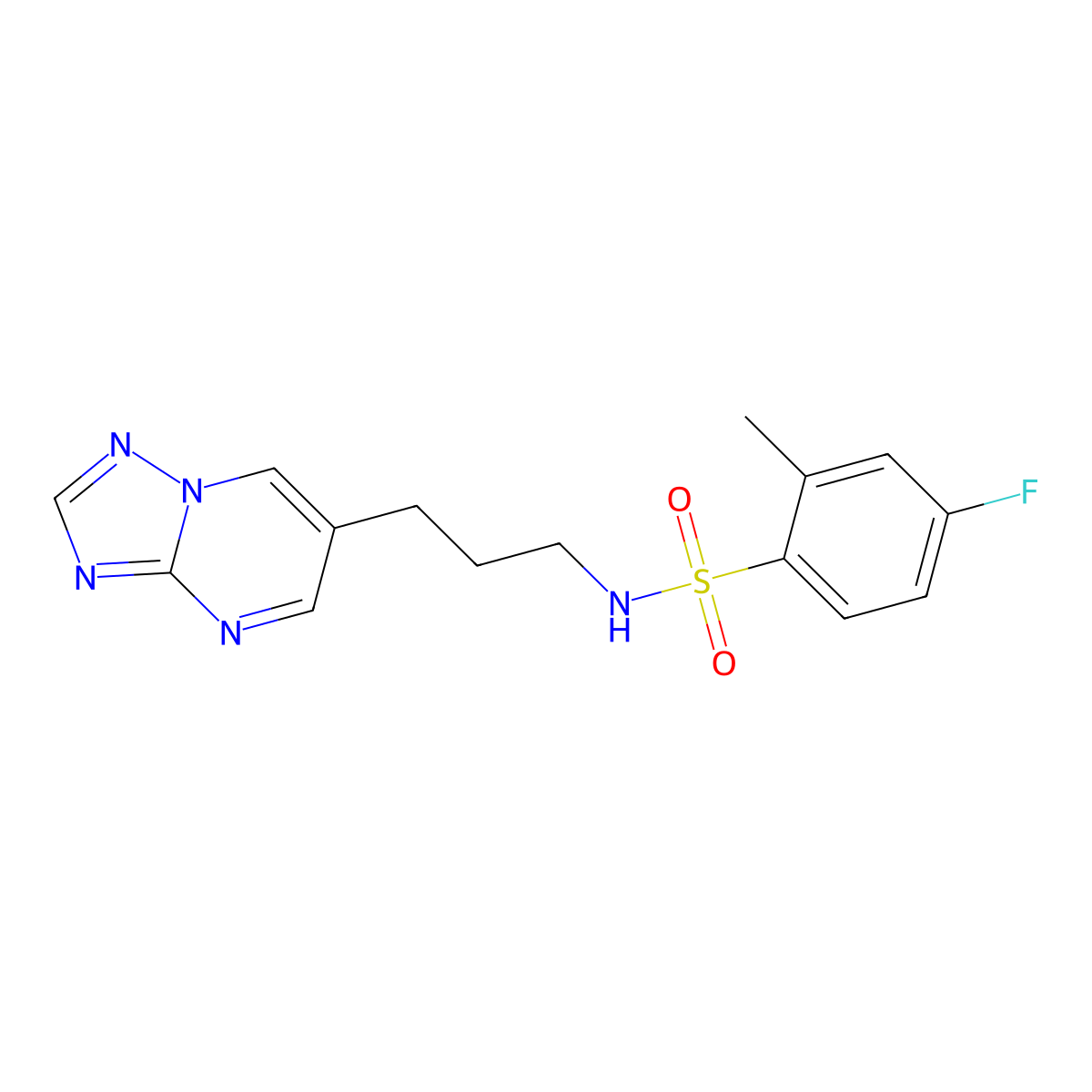 N-(3-([1,2,4]triazolo[1,5-a]pyrimidin-6-yl)propyl)-4-fluoro-2-methylbenzenesulfonamide molecular structure, CAS 1904308-17-3