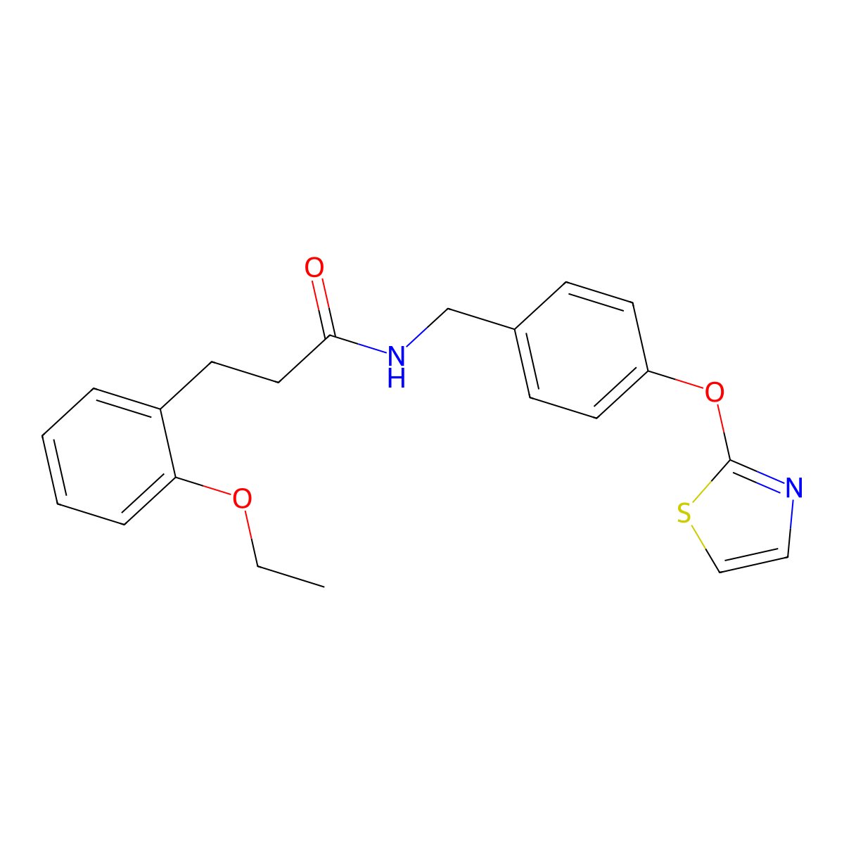3-(2-ethoxyphenyl)-N-(4-(thiazol-2-yloxy)benzyl)propanamide molecular structure, CAS 1904308-68-4