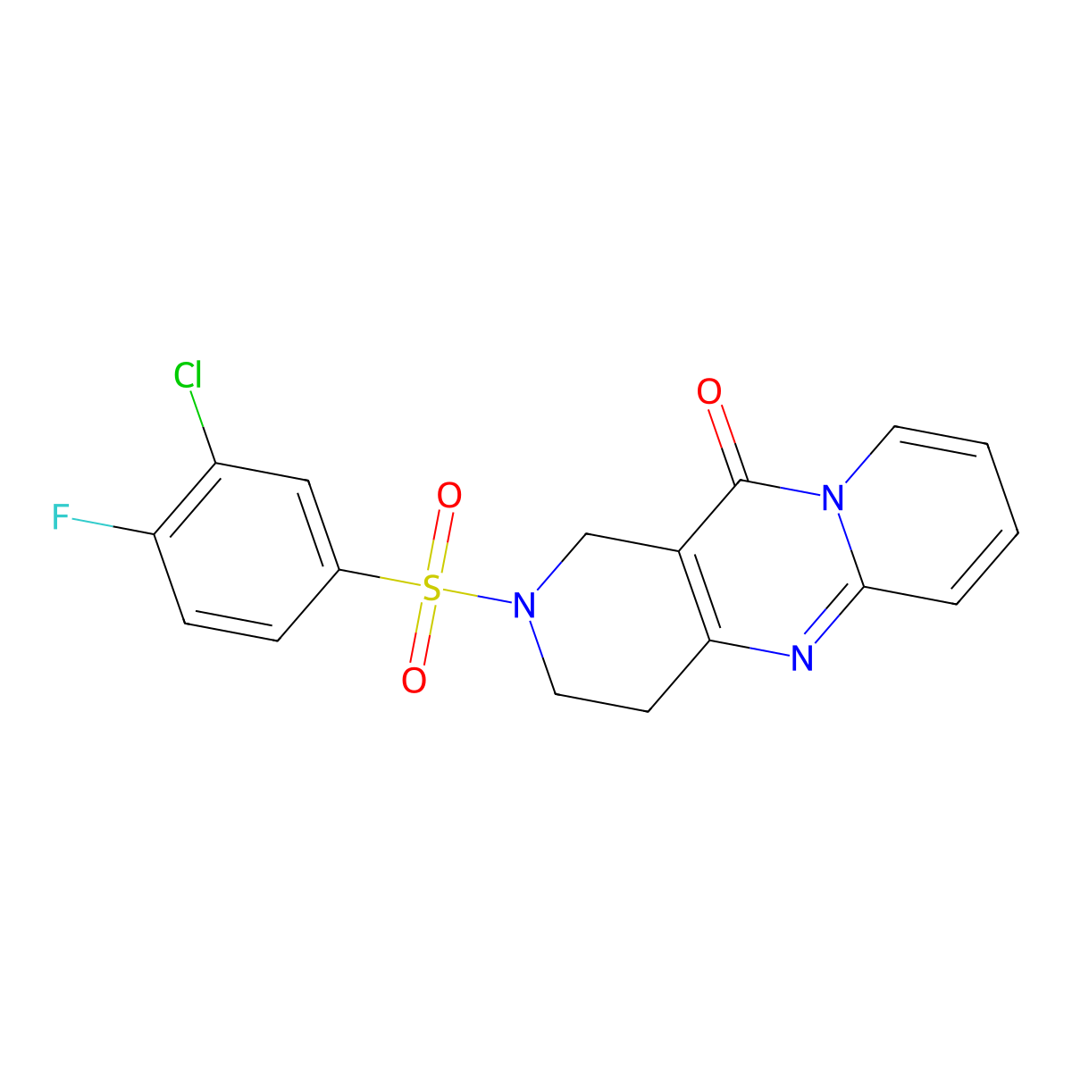 5-(3-Chloro-4-fluorobenzenesulfonyl)-1,5,9-triazatricyclo[8.4.0.0^{3,8}]tetradeca-3(8),9,11,13-tetraen-2-one molecular structure, CAS 1904309-83-6