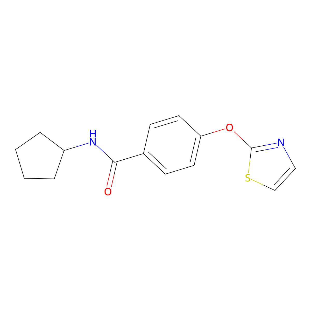 N-cyclopentyl-4-(1,3-thiazol-2-yloxy)benzamide molecular structure, CAS 1904311-44-9