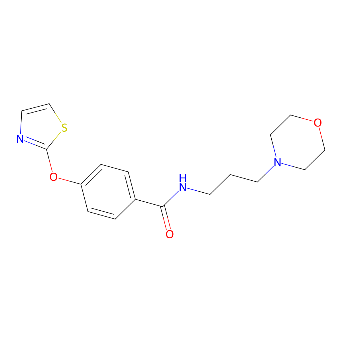 N-[3-(morpholin-4-yl)propyl]-4-(1,3-thiazol-2-yloxy)benzamide molecular structure, CAS 1904311-68-7
