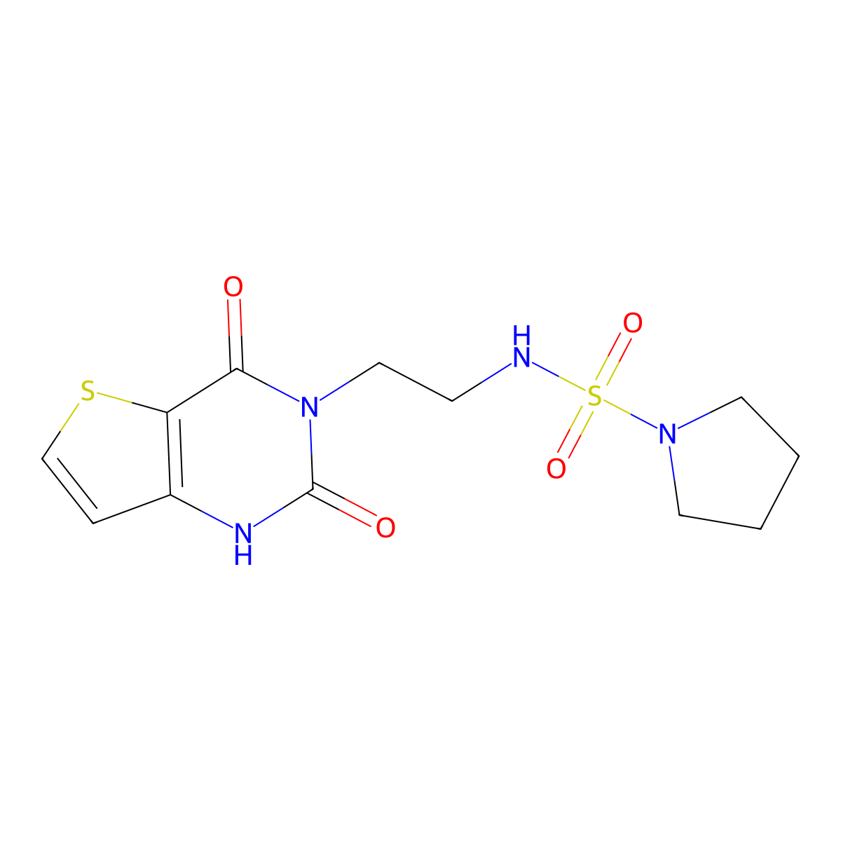N-(2-(2,4-dioxo-1,2-dihydrothieno[3,2-d]pyrimidin-3(4H)-yl)ethyl)pyrrolidine-1-sulfonamide molecular structure, CAS 1904311-94-9