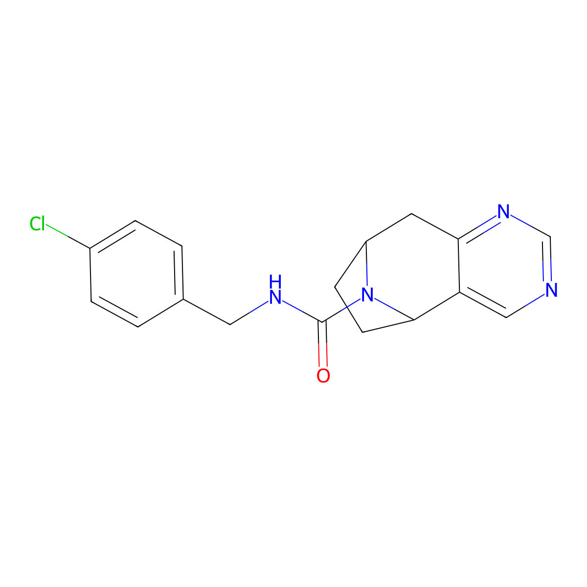 (5R,8S)-N-(4-chlorobenzyl)-6,7,8,9-tetrahydro-5H-5,8-epiminocyclohepta[d]pyrimidine-10-carboxamide molecular structure, CAS 1904312-07-7
