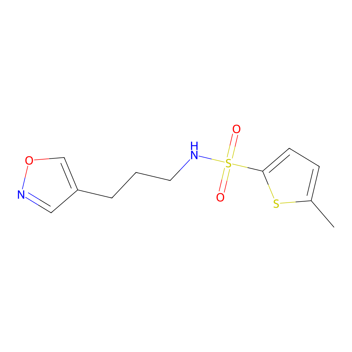 N-(3-(isoxazol-4-yl)propyl)-5-methylthiophene-2-sulfonamide molecular structure, CAS 1904313-62-7
