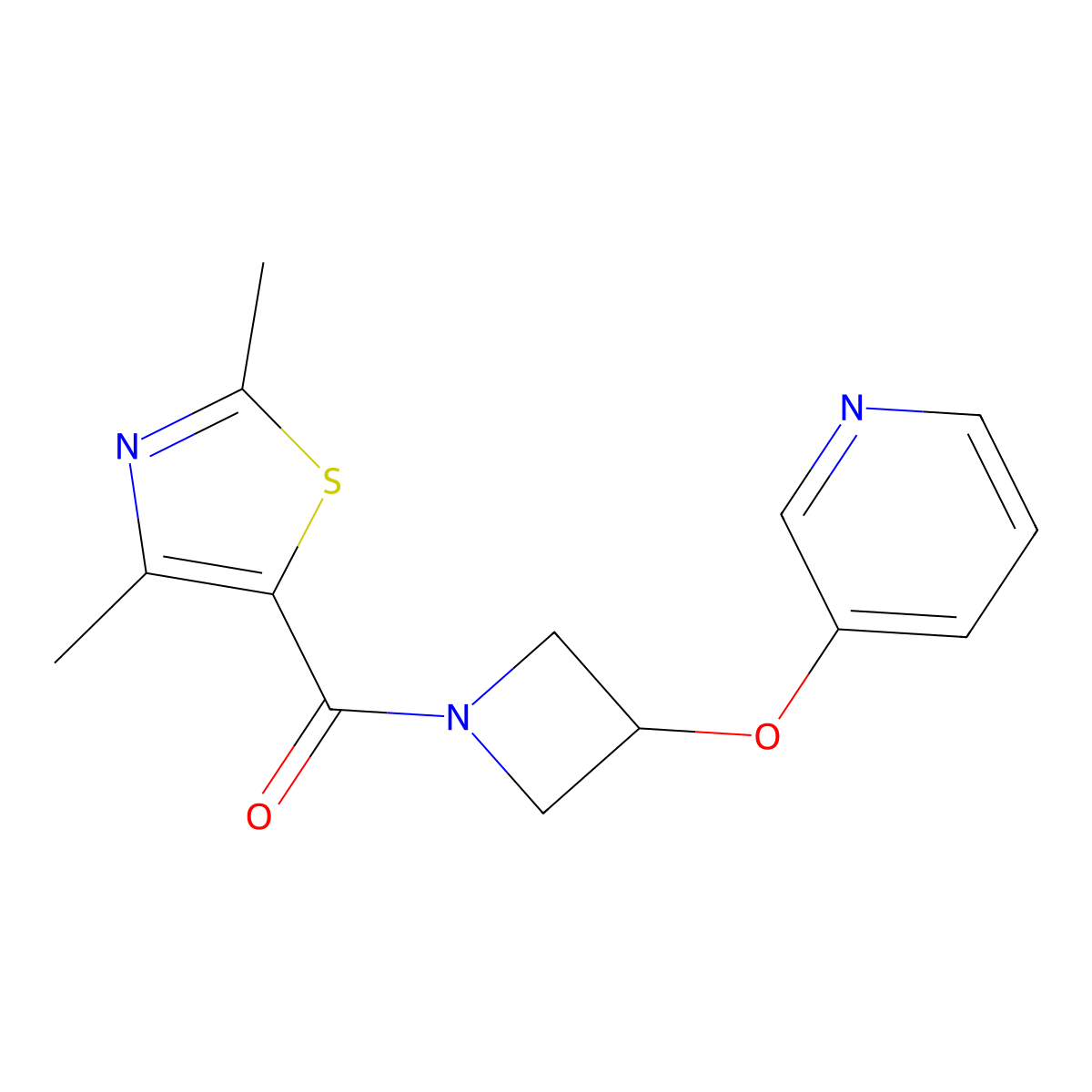 (2,4-Dimethylthiazol-5-yl)(3-(pyridin-3-yloxy)azetidin-1-yl)methanone molecular structure, CAS 1904317-32-3