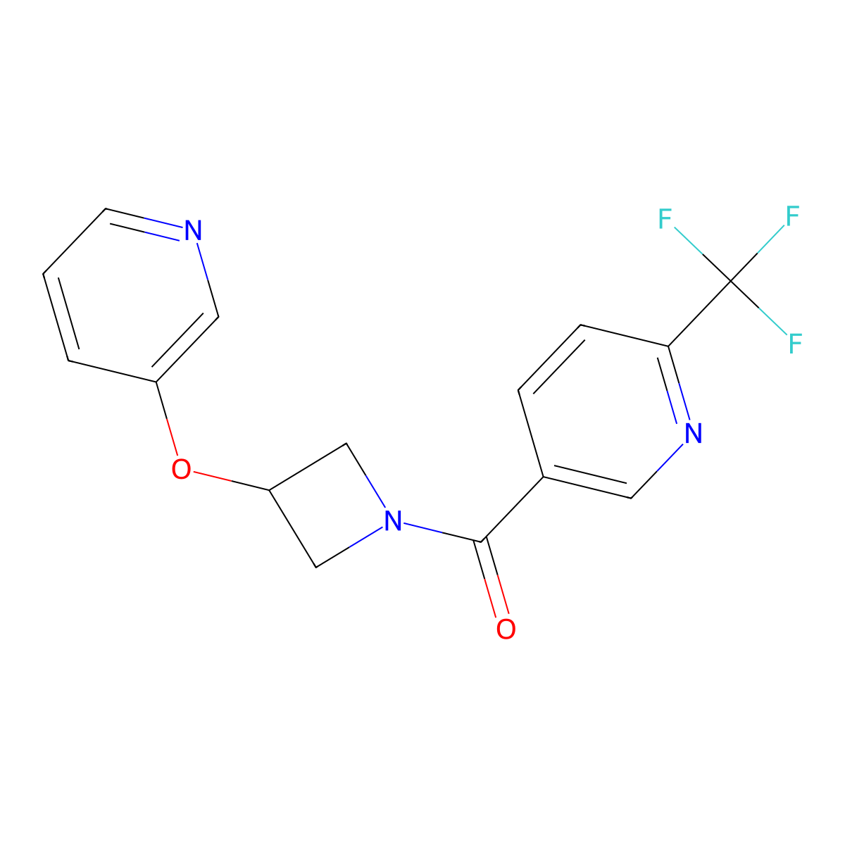 (3-(Pyridin-3-yloxy)azetidin-1-yl)(6-(trifluoromethyl)pyridin-3-yl)methanone molecular structure, CAS 1904317-54-9